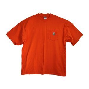 Carhartt T-Shirt Men's Large Regular Hi Vis Orange Graphic Print "Team Carhartt"